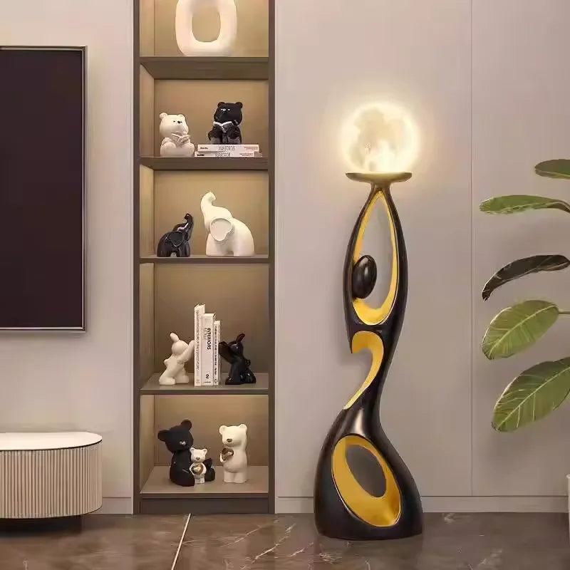 Modern Minimalist Resin Sculpture LED Floor Lamp Creative Human-shaped Standing Light Living Room Bedroom Hotel Art Decoration