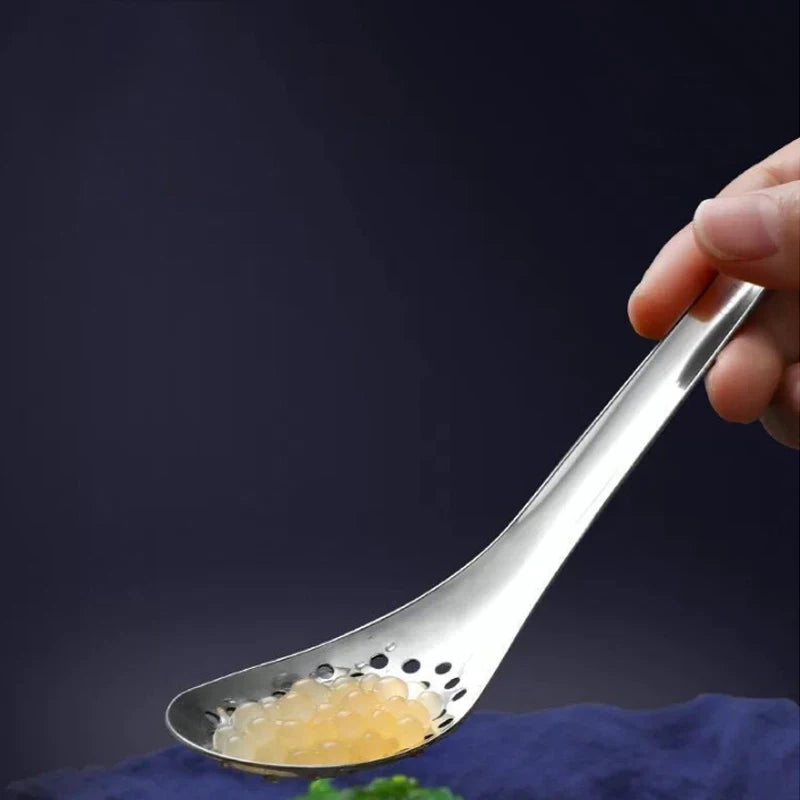 Kitchen Stainless Steel Spoon With Holes Cuisine Caviar Builder Roe Sauce Strainer Spoon Durable Kitchen Cooking Gadgets