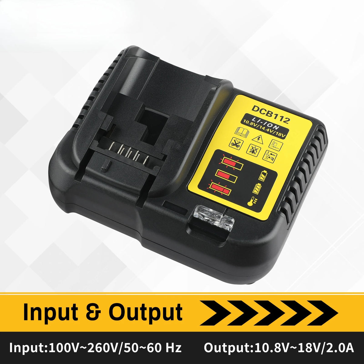 DCB112 Battery Charger For Dewalt 10.8V 12V 14.4V 18V 20V DCB206 DCB205 DCB204 DCB203 DCB120,DCB107 DCB115 DCB105(No battery)