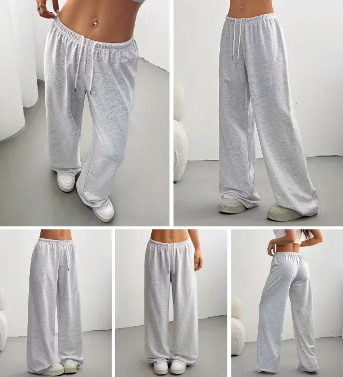 Women Jogger Cotton Pants Casual Drawstring Loose Unisex Wide Leg Straight Pants Sweatpants Autumn Winter Baggy Gym Track Pants