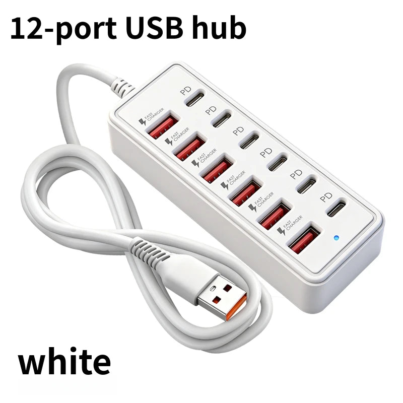KUBIE USB Hub 8 Port Multi USB Splitter Power Adapter Multiple Expander With On Off Switch For PC Laptop MacBook Accessories