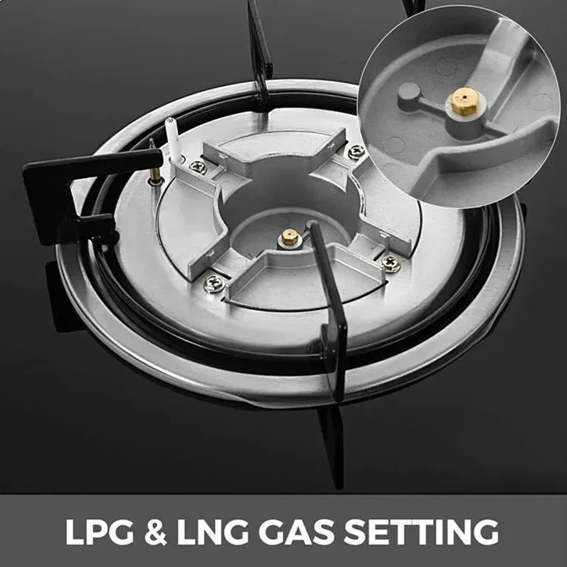 Modern Three-Cooker Electric Gas Cooktop Burners LPG Compatible Class B Energy Efficient Built-in