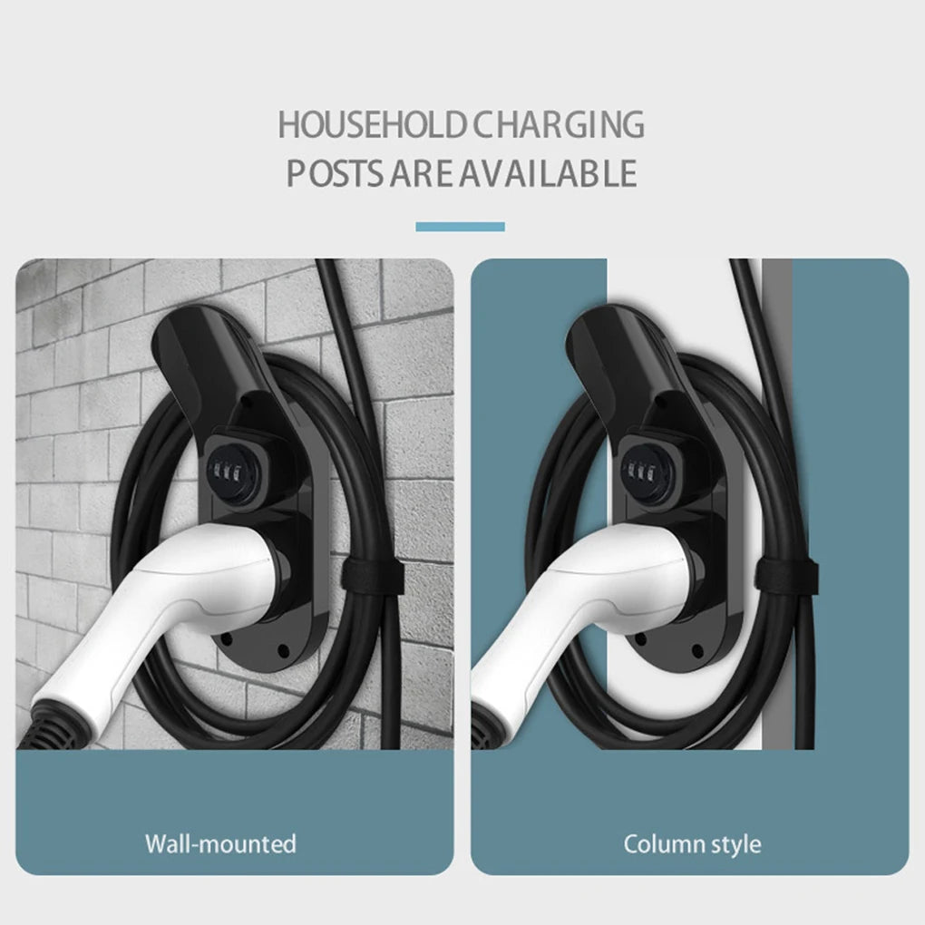 EV Charger TYPE 2 Holder with lock Hang Cable Hook For Electric Car Wall Mount Charger Bracket Connector