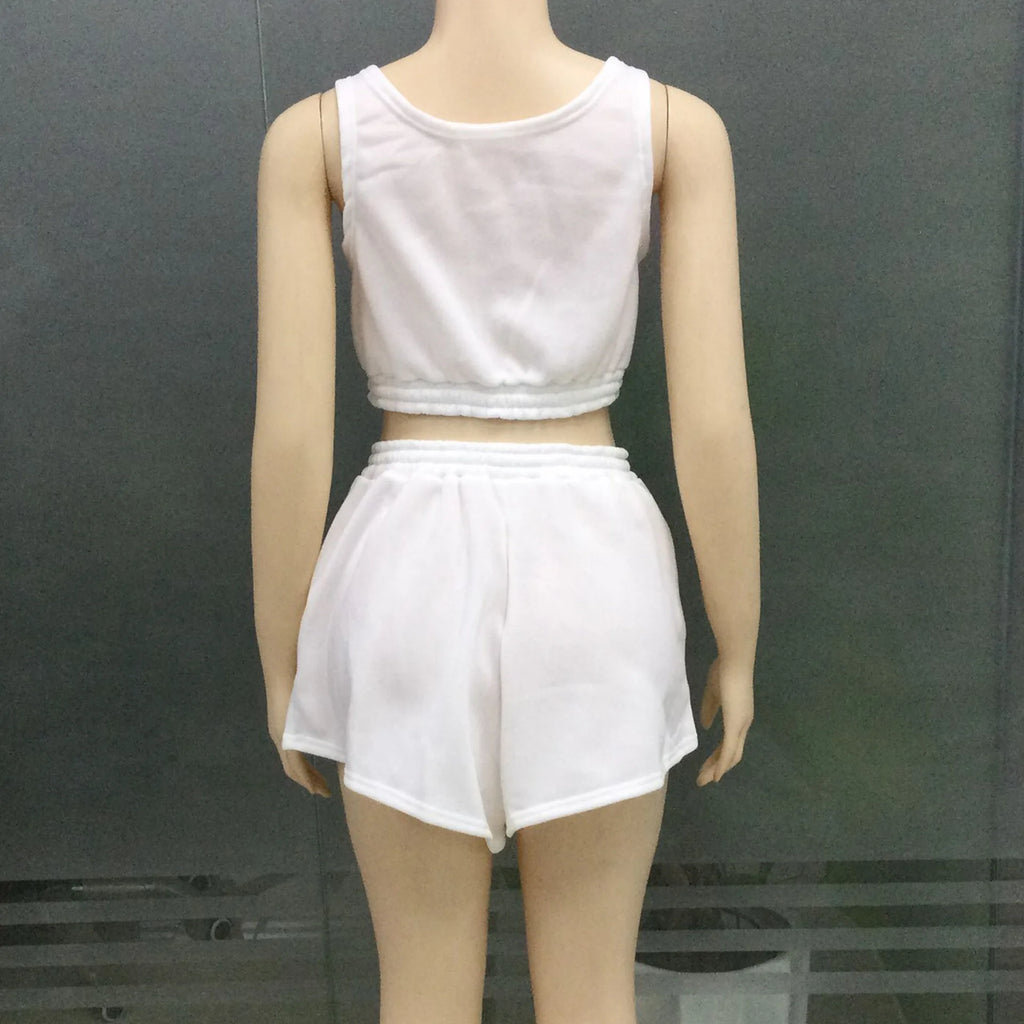 Women Fashion 3-piece Set Long Sleeve Lapel Coat O-Neck Short Tank Top Wide Leg Shorts High Street Sports Outfits Available 5XL