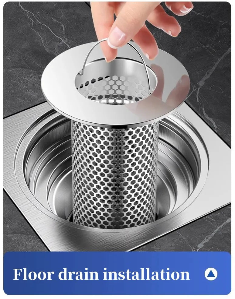 Floor Drain Filter Mesh Anti-Clogging Sink Strainer Food Hair Stopper With Handle Anti-Pest Sealing Cover Shower Leak Net