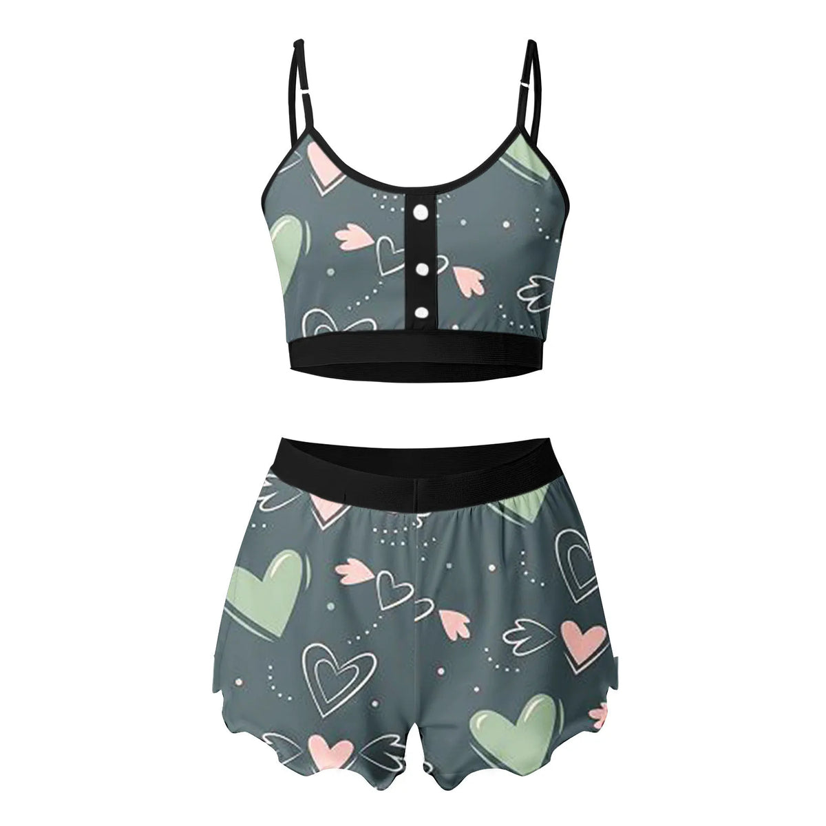 Women Sexy Printing Pajamas Sleeveless Shorts Lingerie Sleepwear Set Women Swimsuits
