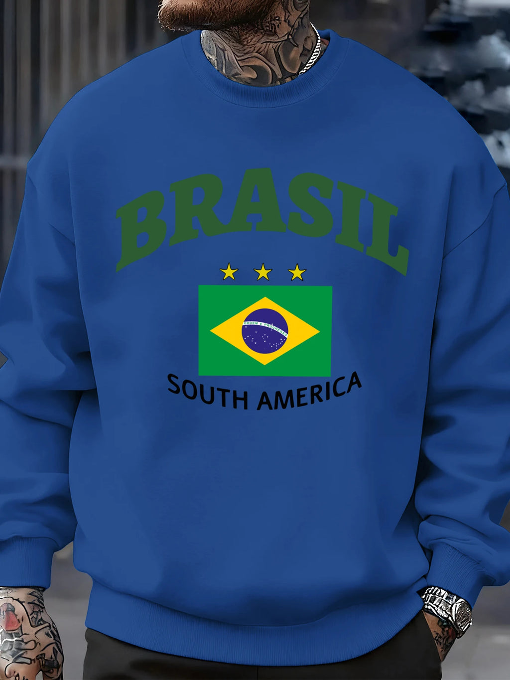 Brasil South America Prints Man Pullover Trendy Fleece Sweatshirt Autumn O-Neck Clothes Warm Milticolor Top Fashion Streetwear