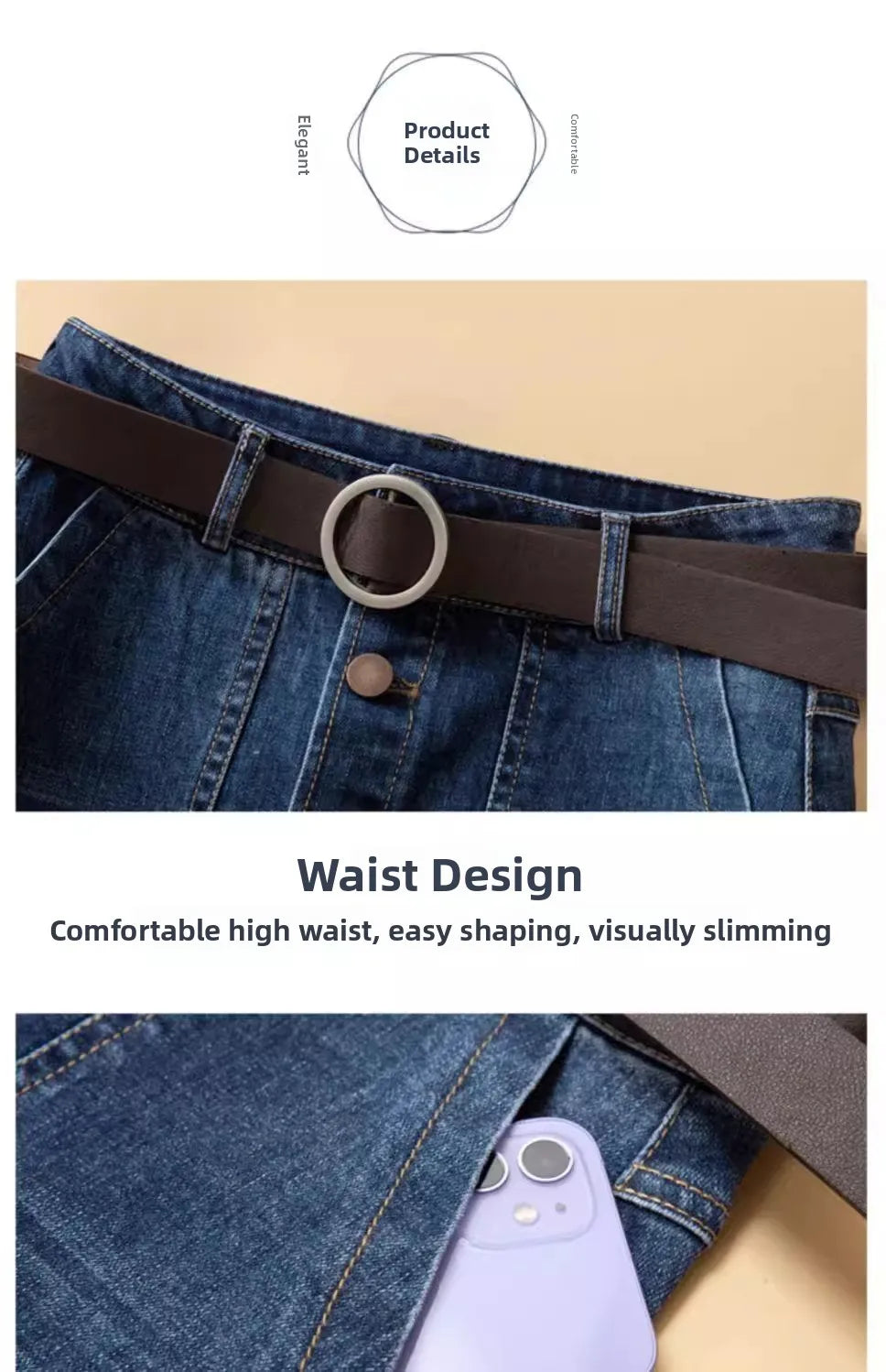 High Waist Washed Cotton Denim Skirt Mid-Length A-Line Women's Skirt Spring Summer New Style Casual Pure Color Button Design