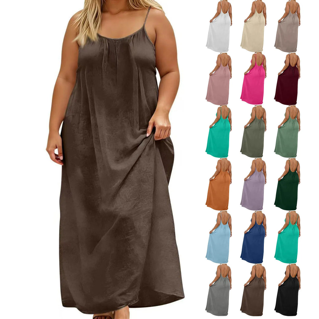 Sexy Suspender Long Dress For Women Plus Size Backless Strappy Maxi Dresses Summer Holiday Beach Party Sundress Robe Vestidos