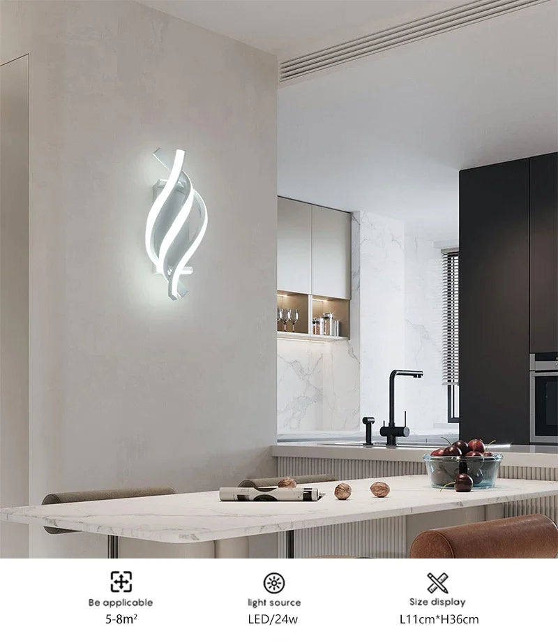 Modern LED Wall Lamp Home Line Decoration Wall Lamp Living Room Background Wall Bedroom Headboard Black White Lighting Lustre