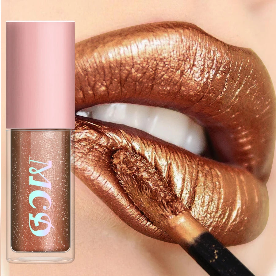 8 Colors Metallic Shimmer Lip Glaze Glitter Liquid Lipstick High Pigmented Lip Tint Lip Gloss Korean Makeup Gifts Lip Oil