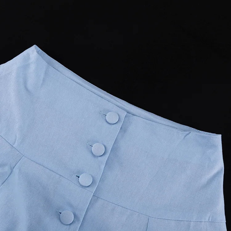 Two Pieces Women Dress Sets Solid Matching Sets Button Short Sleeves Top Empire Waist Ankle Length Skirt Loose Fit 2026 Summer