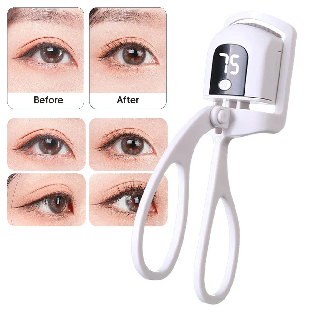 Electric Heated Eyelash Curler USB Rechargeable Eyelashes Curler Quick Heating Natural Curler Long Eyelash Lasting Makeup