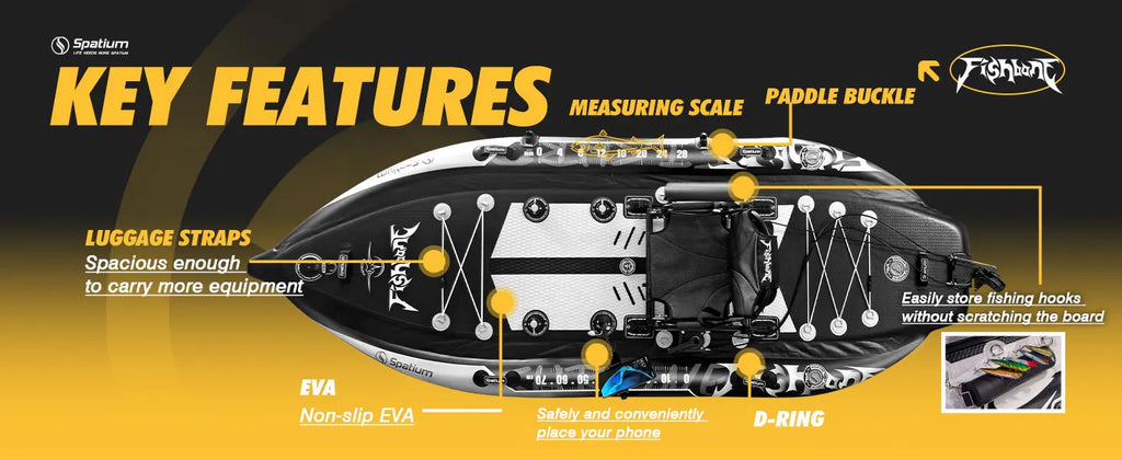 Spatium Fishing Kayak Fishing Paddle Board SUP Inflatable Stand Up Paddle Board 11'*48"*6", Fishing Boat with Swivel Seat