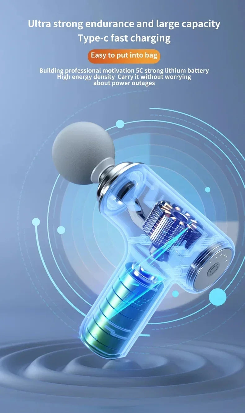 2025Portable AI Fascial Massage Gun Electric Percussion Massager Body Relaxation With 4 Replaceable Massage Head LED Night Light