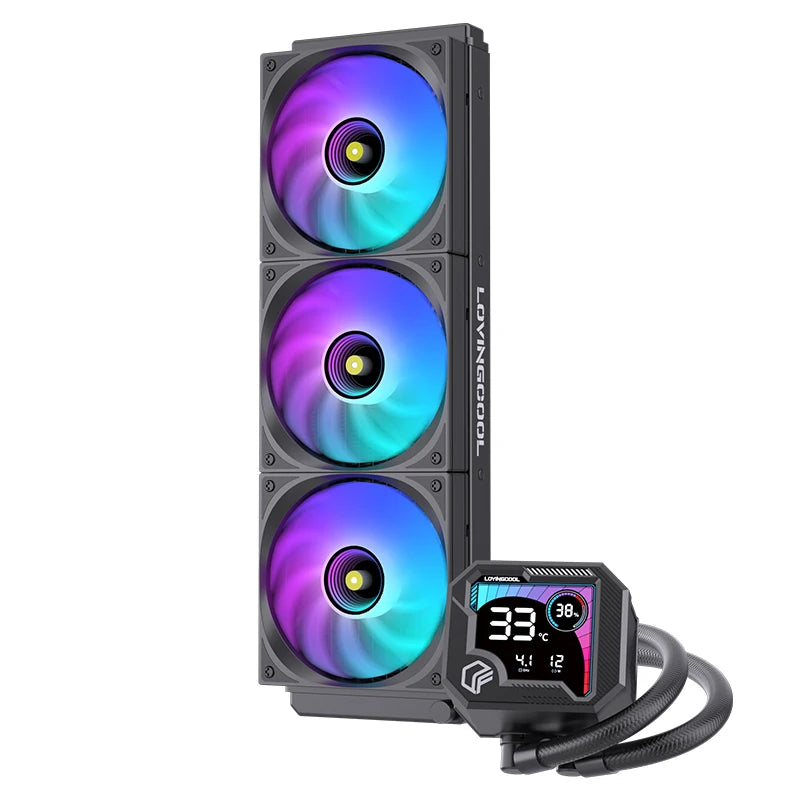 LOVINGCOOL AK-01 AK-03 water cooler 360mm broken code screen dynamic digital display liquid cooler ARGB abyss mirror cold head