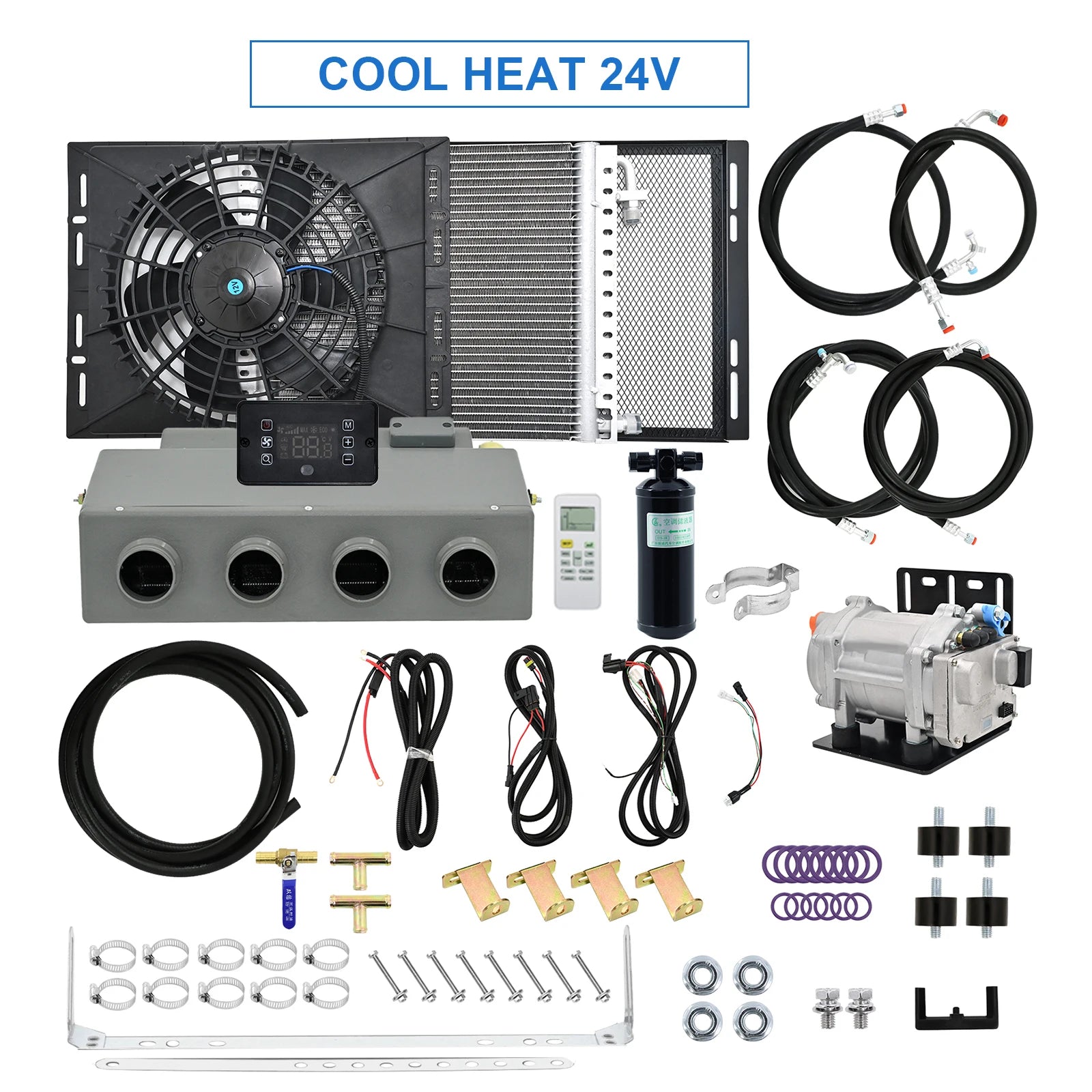 Universal 406‑4 Holes 12V/24V 3400Kcal Electric Auto A/C Compressor Evaporator Assembly  Air Conditioning System for Car Truck