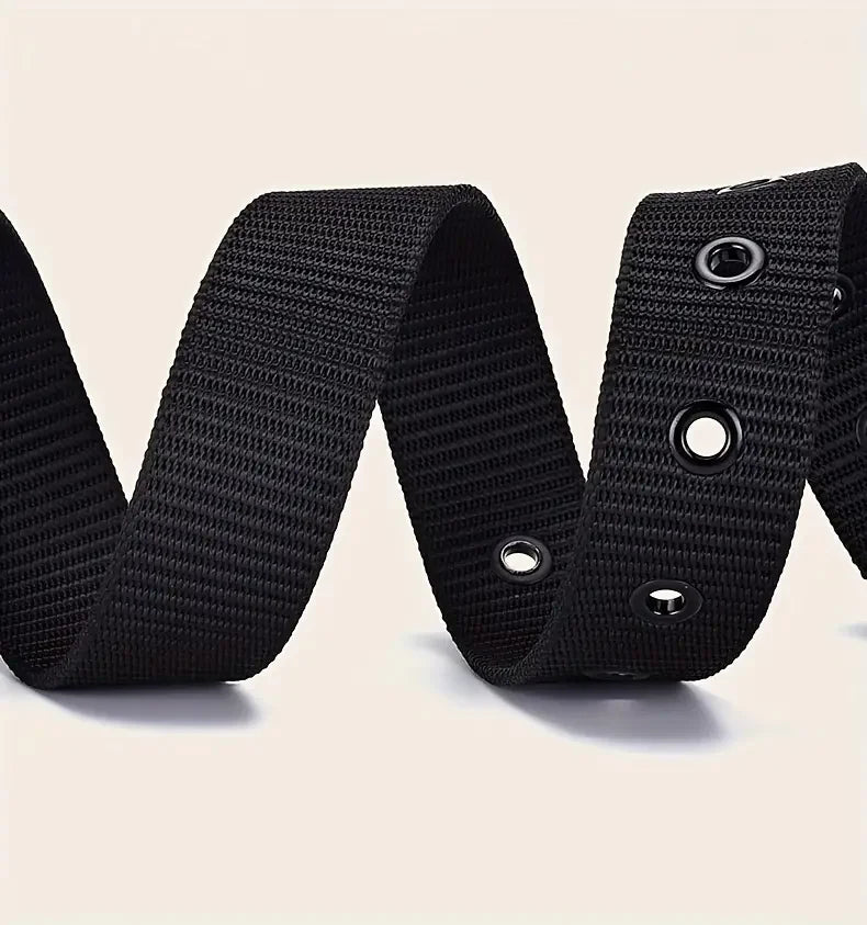 Men's Belt Porous Canvas Pin Buckle Leather Belt Outdoor Sports Belt Women's Trendy Eyelet Belt With Jeans Belt For Men Women