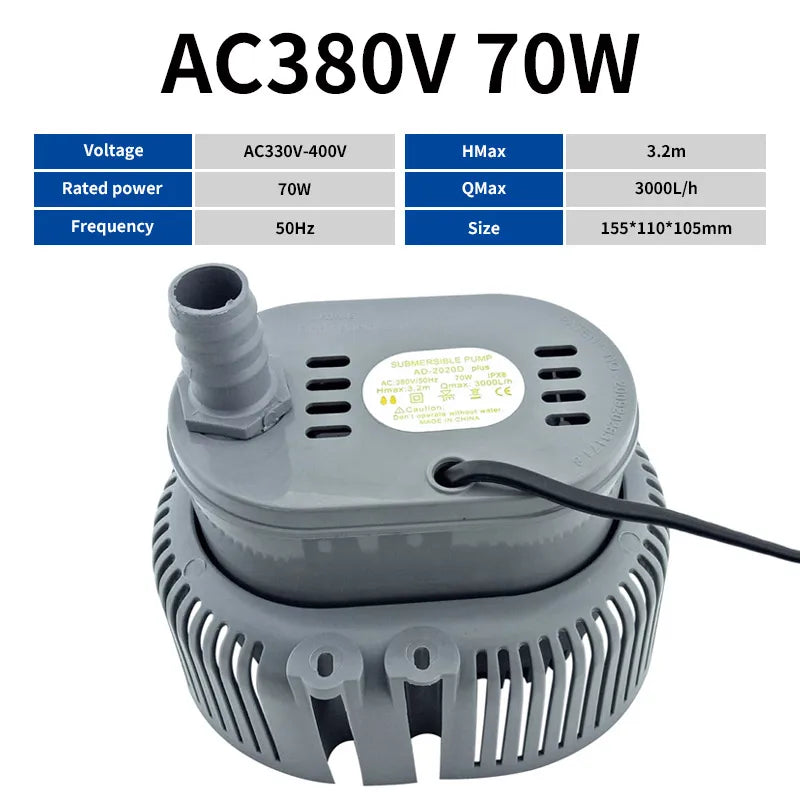 Submersible Pump AC 380V 220V Environmental Protection Air Conditioning Water Pump 45W 70W Cold Air Fan Water Pump