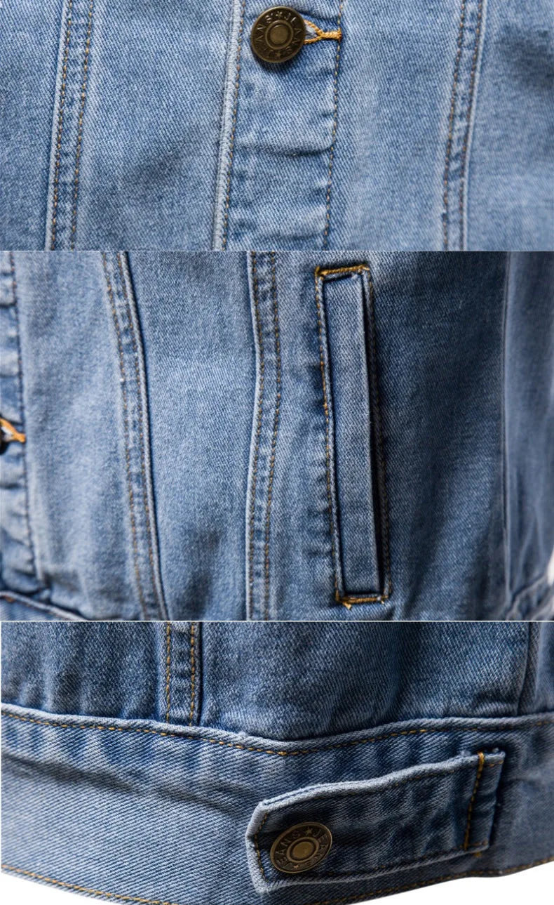 New Spring-autumn-winter Men's Denim Jacket, Japanese-style Casual, Youthful and Trendy Workwear Denim Coat, Men's Clothing