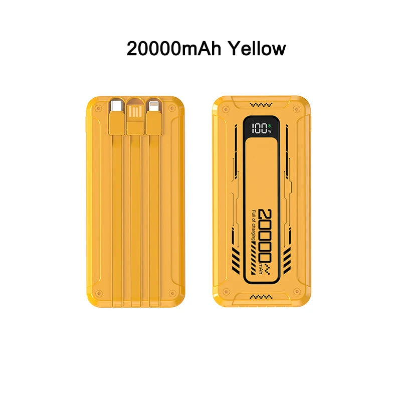 20000mAh Large Capacity Power Bank 22.5W Fast Charging Powerbank With Cables Digital Display Portable External Battery Charger
