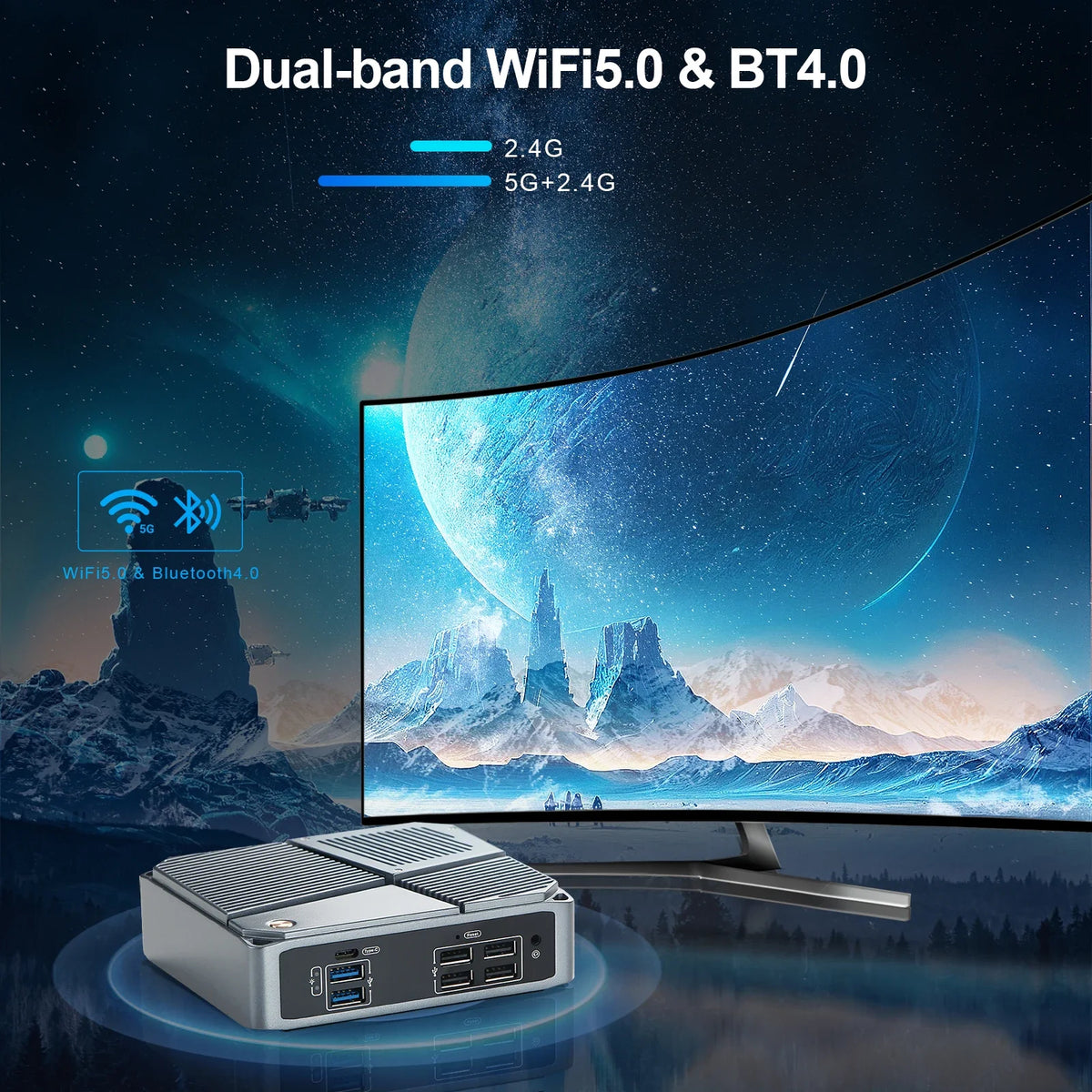 VNOPN Mini PC Intel N100/AMD A9-9420 Win10 DDR4 2LAN HDMI+2*DP Small Pocket Computer Dual SSD Full Function Type-C 4K 60Hz