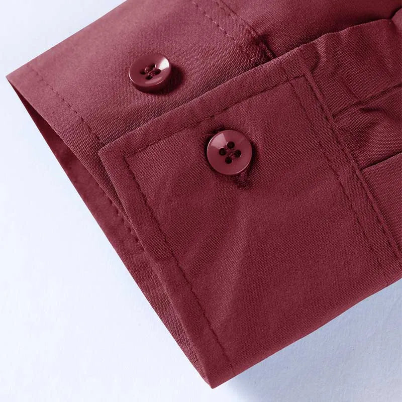 Men's Business Casual Long Sleeve Shirt Solid Color Wrinkle Resistant Comfortable All-Season Versatile Solid Color Top