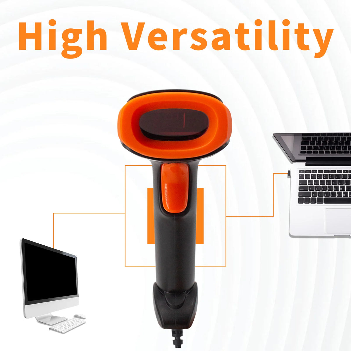 Handheld 1D Barcode Scanner USB Scanner Wired Automatic 1D Data Matrix Bar Code Reader Plug and Play Support for paper barcodes