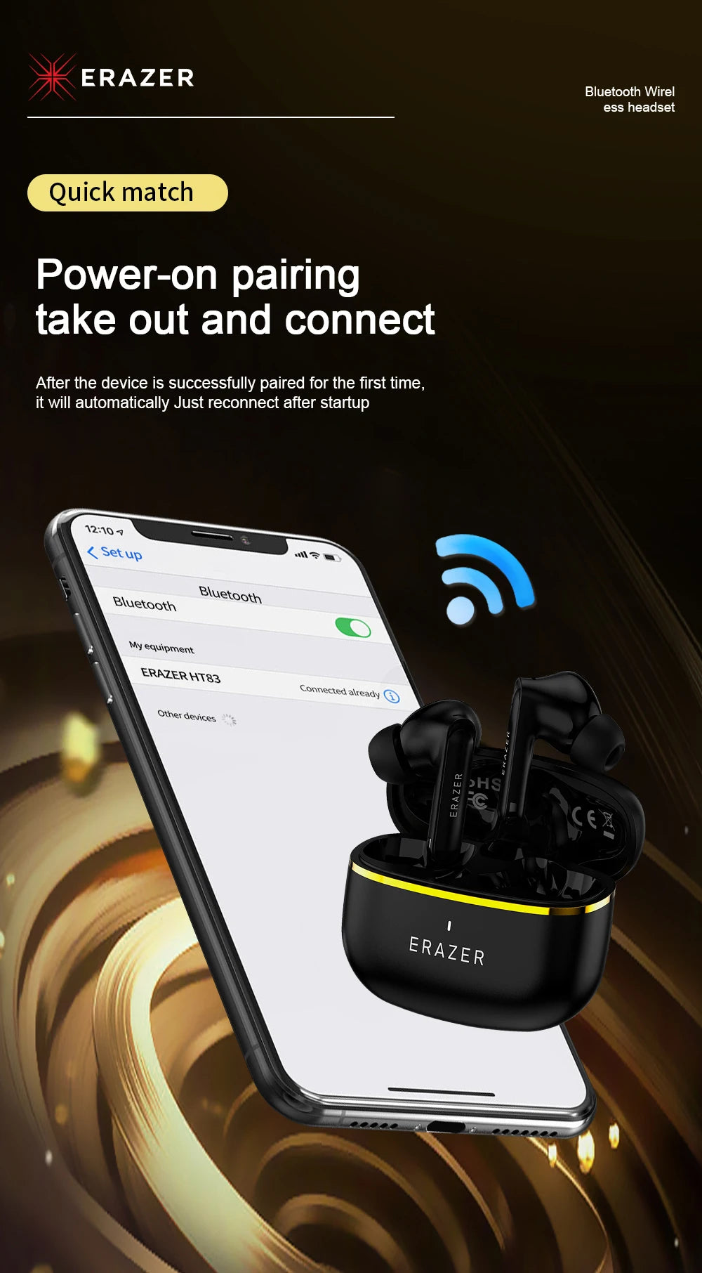Lenovo True Wireless Bluetooth Earphone In-ear Earbuds HIFI Stereo for Sports BT 5.4 Noise Reduction Mini Headphone HT83