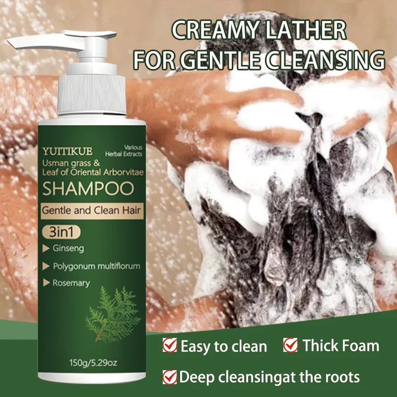 YUITIKUE 3-in-1 Herbal Shampoo | Usman Grass, Ginseng, Polygonum & Rosemary, Gentle Cleansing 150g