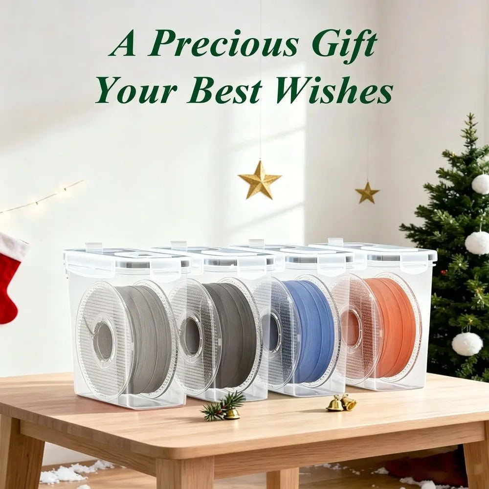 4Pcs Airtight 3D Printing Filament Container Dustproof Clear 3D Printing Filament Storage Box Moisture Proof Filament Dry Box