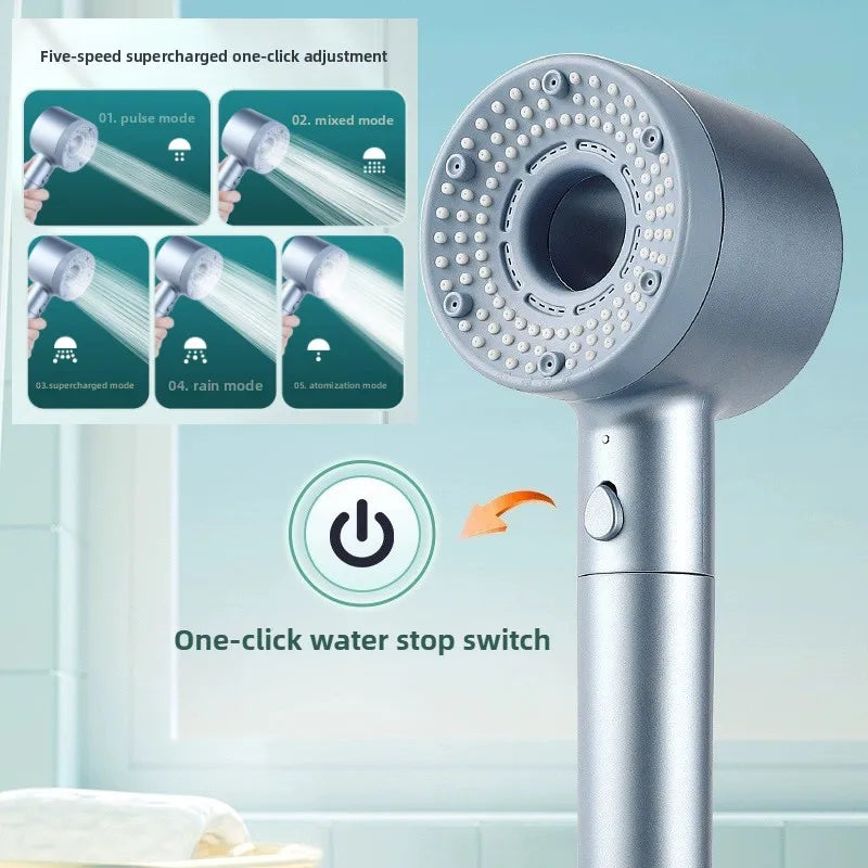 5 Modes Shower Head High Pressure Showerhead Portable Filter Rainfall Faucet Tap Bathroom Bath Home Bathroom Accessories