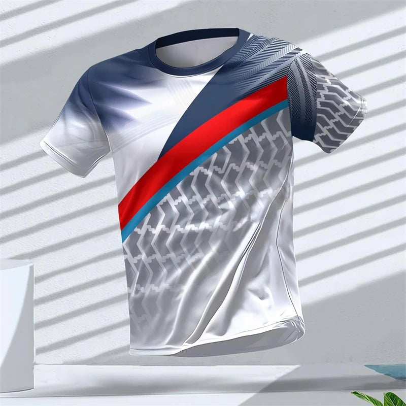 Geometric Graphic 3D Printed Sports T Shirts Summer Casual Running Table Tennis T-shirts Trendy Streetwear Mens Tees Fashion
