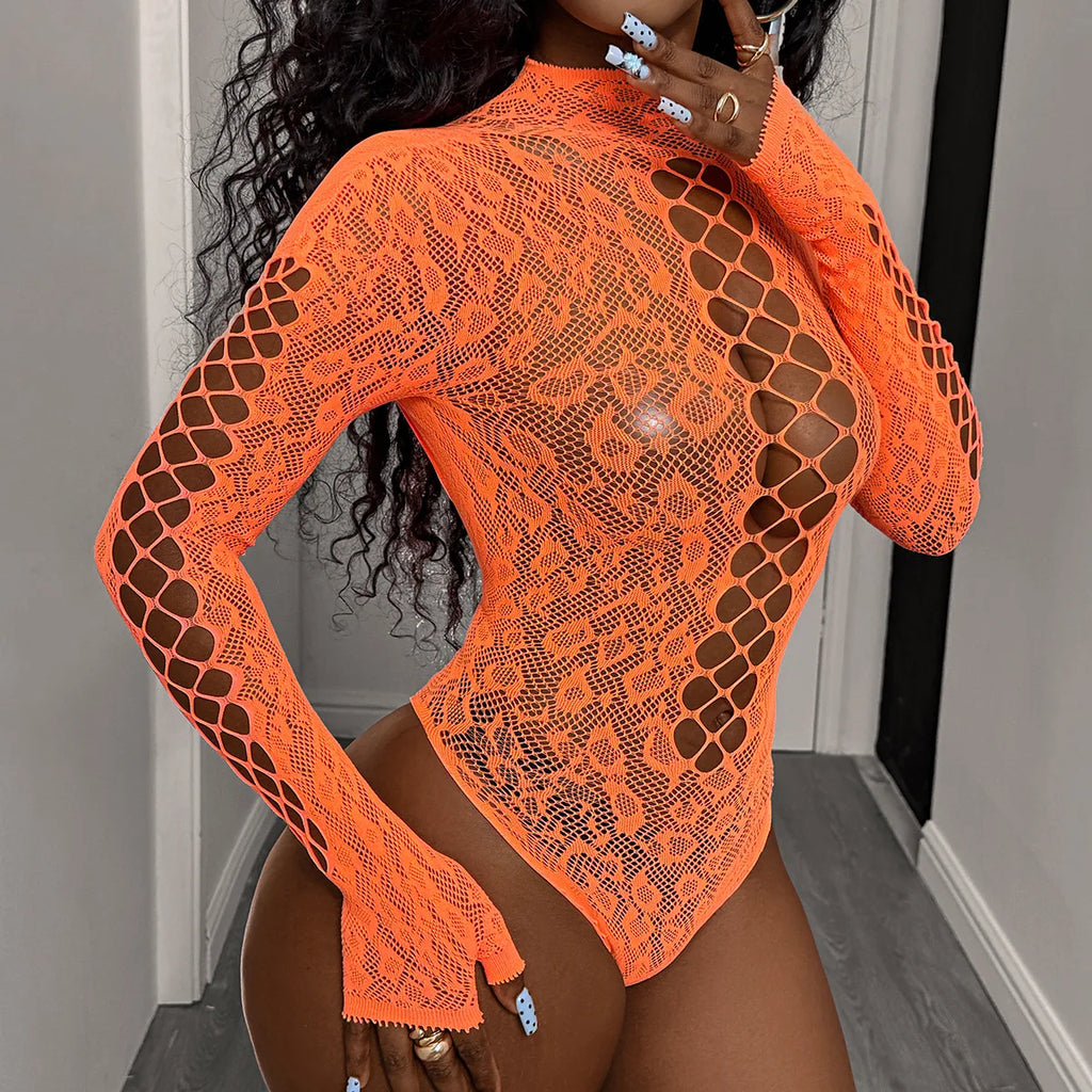 Hot Sexy Lingerie For Woman Fishnet See-through Bodysuit Fancy Lace Underwear Porn Costume Bodystockings Mesh Bikinis Erotic