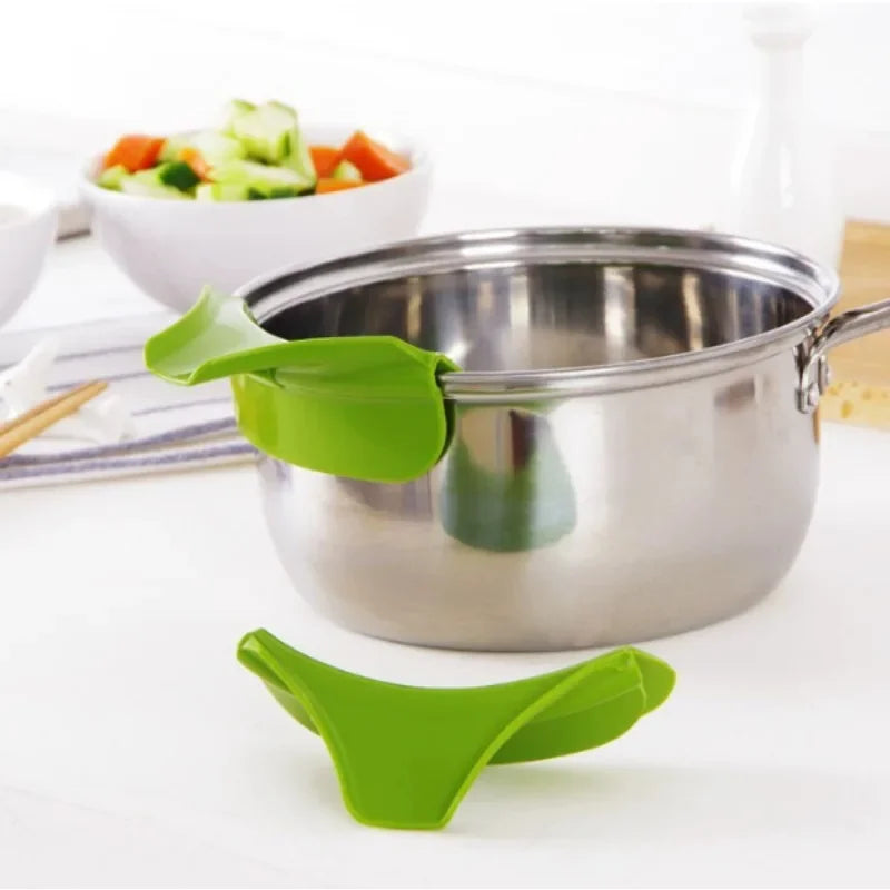 Kitchen Tools Designed to Prevent Spills, Including Pots with Round Openings, Edge Guards,  And Various Small Kitchen Gadgets