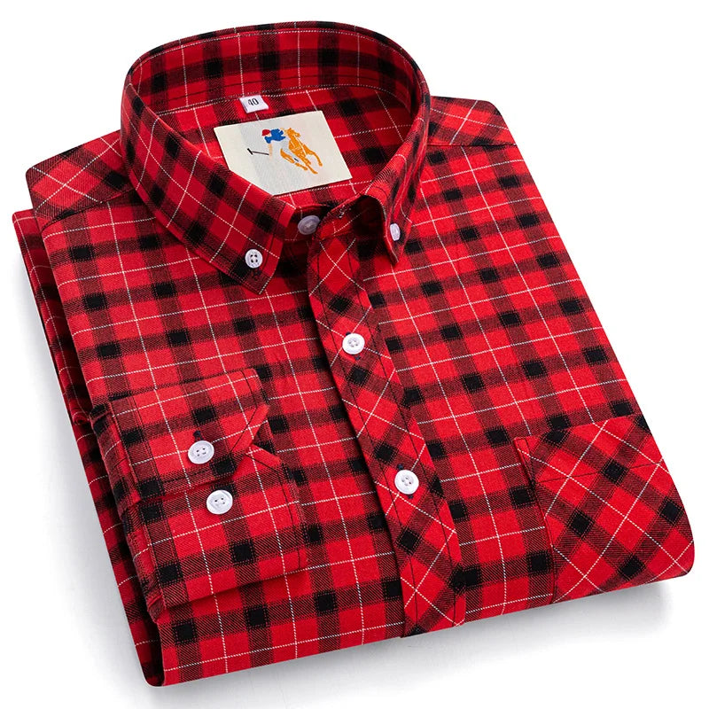 8XL Classic Plaid Men's Flannel Shirts Men Long Sleeve Casual Men's Flannel Shirts Men Long Sleeve Casual Big Size Single Pocket