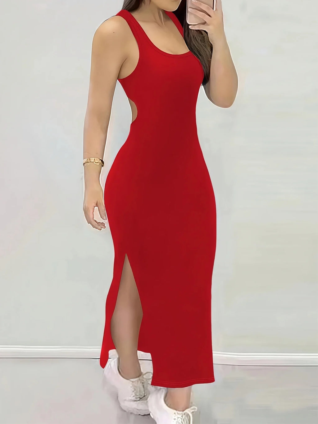 Women's Summer Solid Color Backless Cross-Strap Sexy Dress