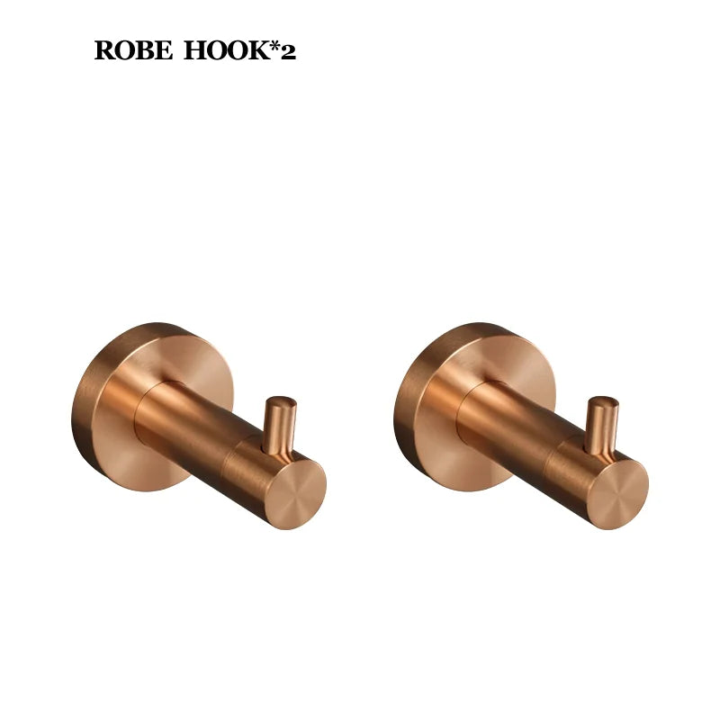 High-quality Brushed Rose Gold 304Stainless Steel Beautiful Wall Hook Toilet Paper Holder Towel Bar Bathroom Accessories