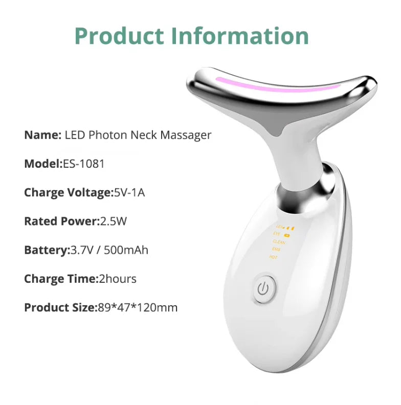 3 in 1 Face and Neck Massager Portable Micro Current Facial Beauty Device with Smart Vibration Skin Care Tool for Neck Firming