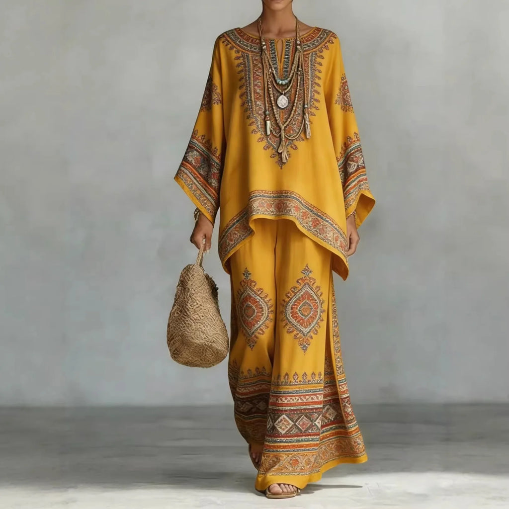 2026 New European and American Style 3D Printed Loose Wide Leg Pants Set - Women's Summer Fashion Vacation Two Piece Set