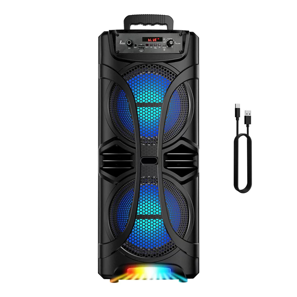 6000W Portable Party Bluetooth Speaker Sound System  Rechargeable Outdoor Loud Karaoke Dual 8 " Speaker