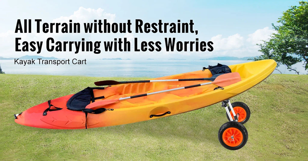 SucceBuy 280lbs Kayak Trailer Cart Detachable Canoe Trolley Cart with 10'' Solid Tires & Adjustable Width for Boat Accessories