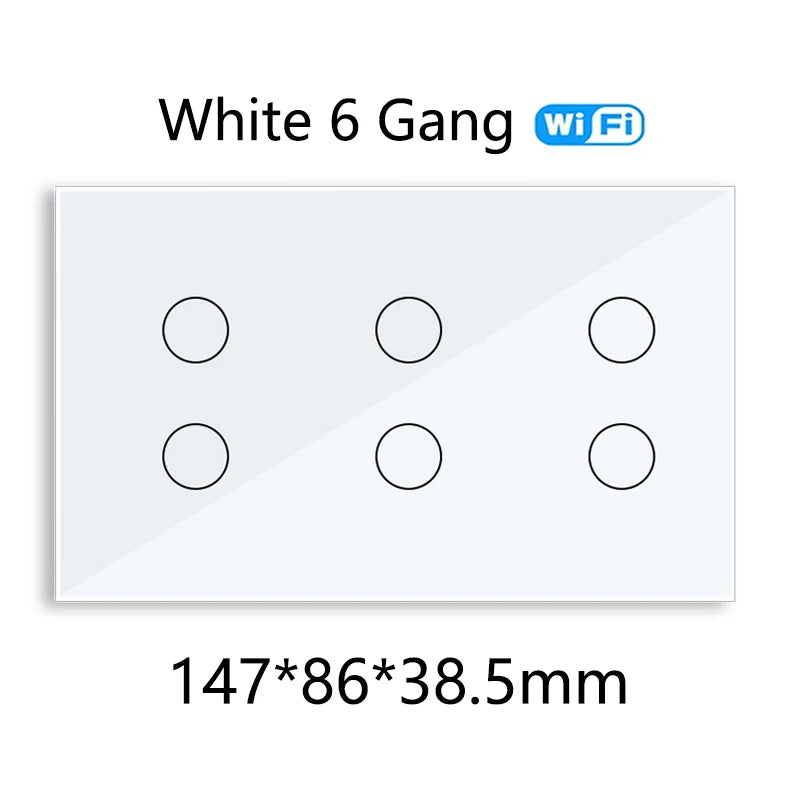 WIFI Smart Touch Light Wall Switch Interruptor Glass Panel 8/10 Gang 147*86mm Work Tuya APP  Whole house intelligent control