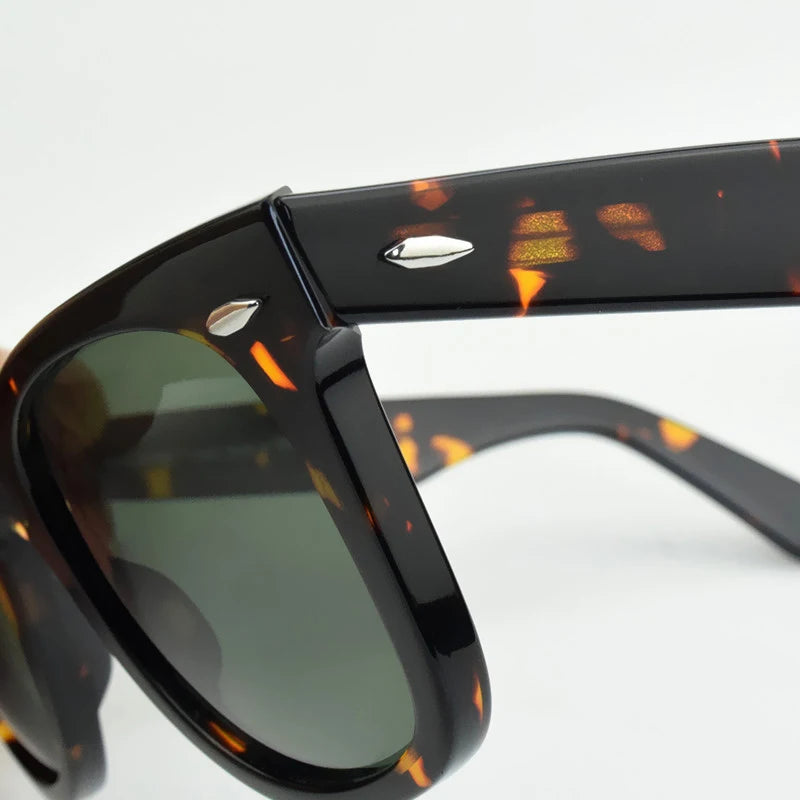 SUN glasses classics Glass lens Acetate sun glasses men Y-2140 Double rivet Design Goggles Elegant Female Square UV sunglass