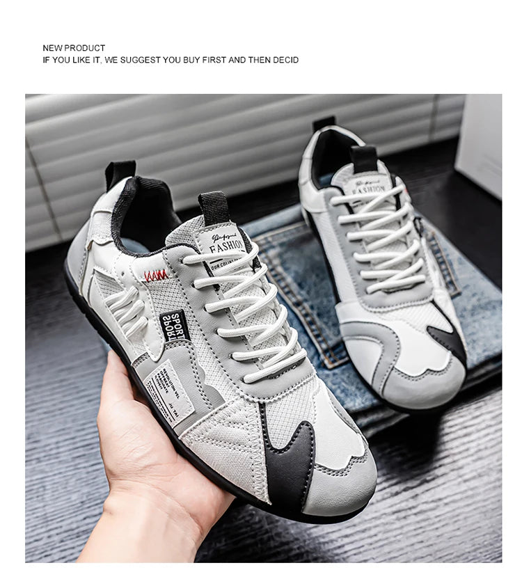 Men's Trendy Black and Gray Color-Blocked Mesh Breathable Casual Sports Shoes, Summer Thin Retro Forrest Gump Shoes, Lightweight Soft-Soled Shock-Absorbing Non-Slip Versatile Wear-Resistant Men's Shoes