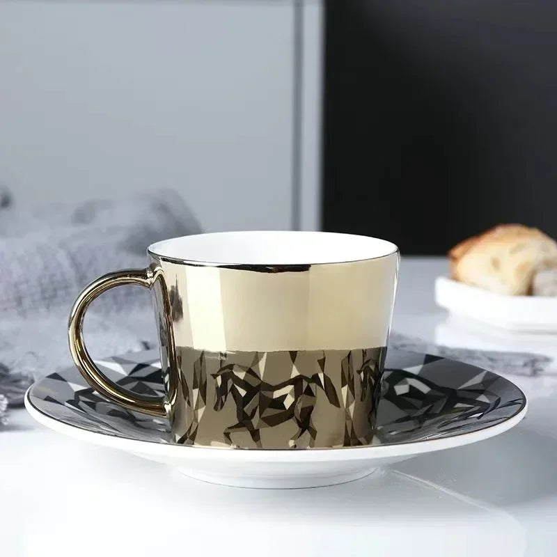 New Dynamic Mirror Reflection Cup Mug 250~300ml Home Drinkware Creative Ceramic Anamorphic Cup Coffee Tea Set Interesting Gift
