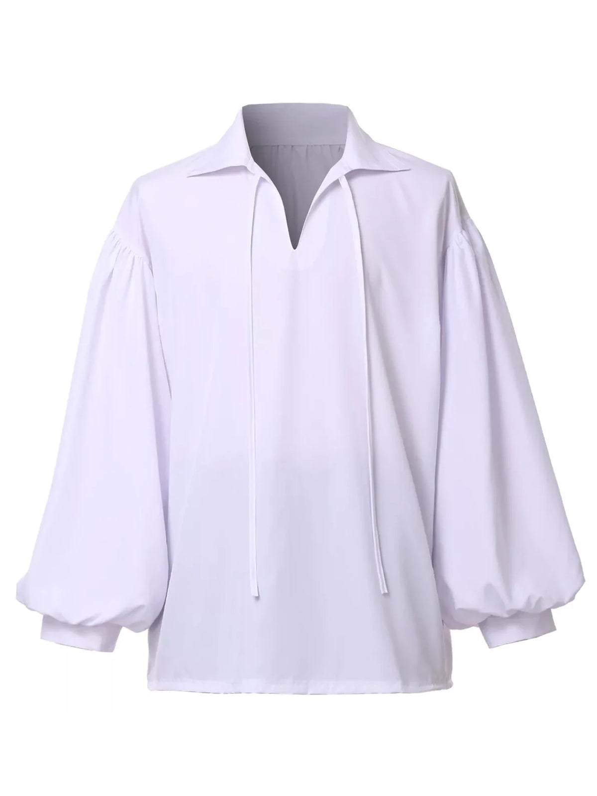 Men'S Retro Medieval V-Neck Pirate Shirt - Beige, Loose Fit with Drop Shoulder Sleeves, Casual All-Season Top for Halloween & Ca
