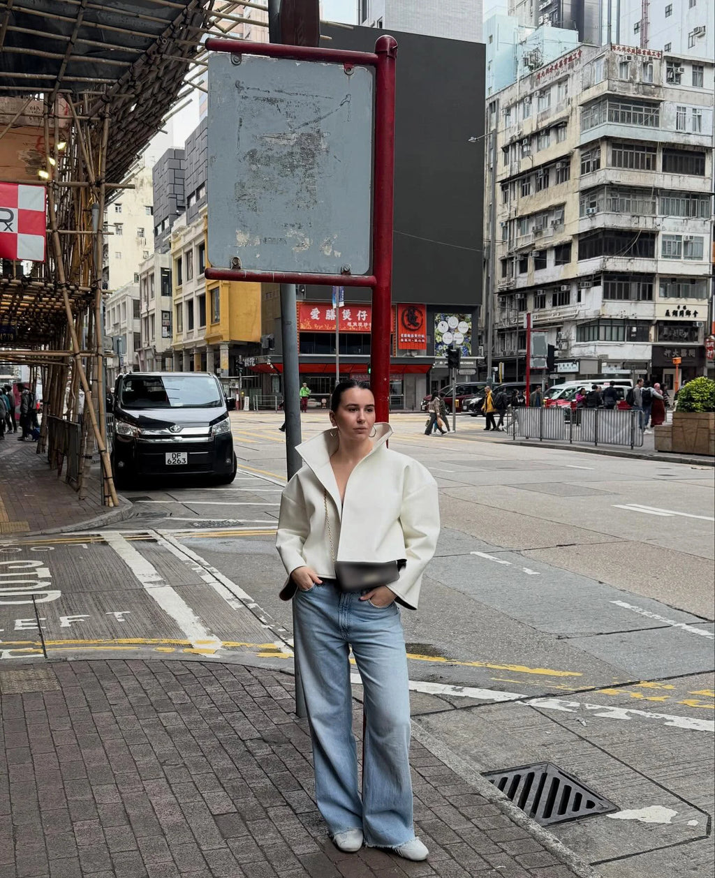 Women Retro Cropped Pu Leather Jacket High Stand Collar Open Front Loose Oversized Long Sleeve Outerwear Street Short Outerwear