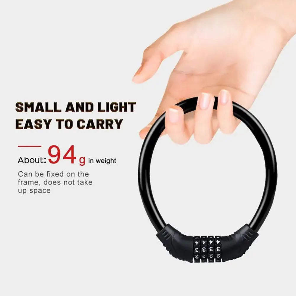 4 Digital Code Anti-Theft Bicycle Cable Lock Stainless Steel Security Locks Portable Combination Code Padlock