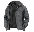 European and American Men's Autumn and Winter Casual Hooded Zipper and Fleece Warm Jacket With Multiple Pockets Outdoor Jacket